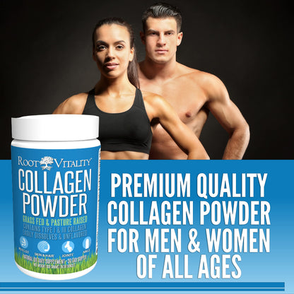 Root Vitality Collagen Peptides Powder – Grass-Fed, Non-GMO, Skin, Hair & Nails, 30 Servings