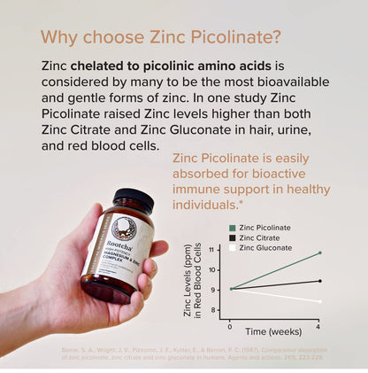 Potent & Pure Magnesium & Zinc Complex by Rootcha | Fully Reacted Magnesium with Chelated Zinc Picolinate | 120 Capsules