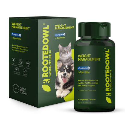 Rooted Owl Metabolism Support - L-Carnitine Supplement for Dogs & Cats to Support Healthy Weight - 60 Count