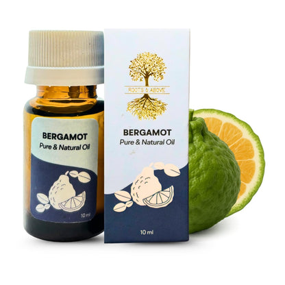 Roots & Above Bergamot Essential Oil 10ml — Pure & Natural for Aroma, Skin & Hair Care