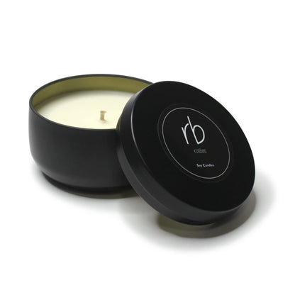 Rosbas Palo Santo Candle | Natural Soy Wax, 6 oz, Black Tin, Handmade in USA