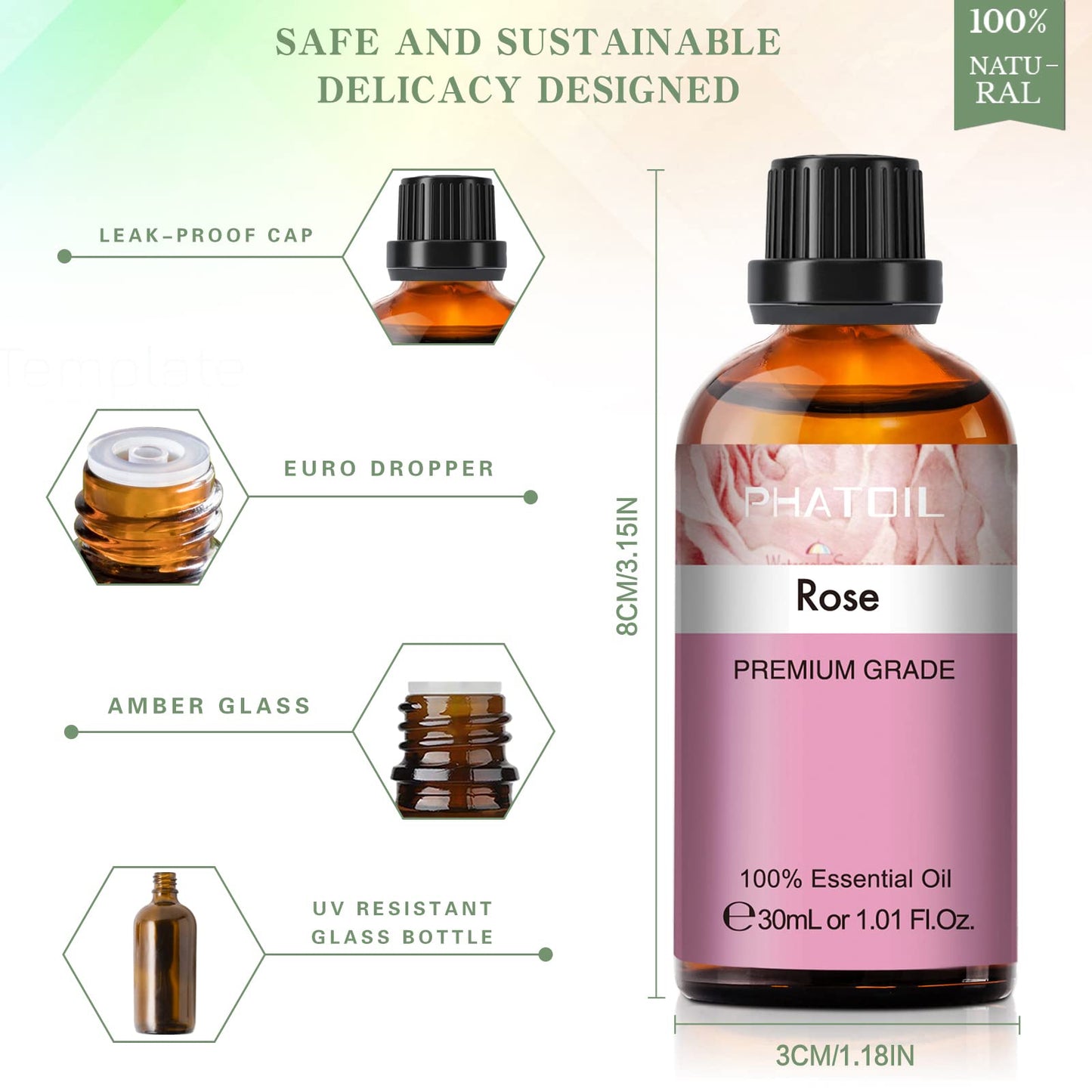 Rose Essential Oil 30ml | PHATOIL Pure Essential Oil for Diffusers & DIY