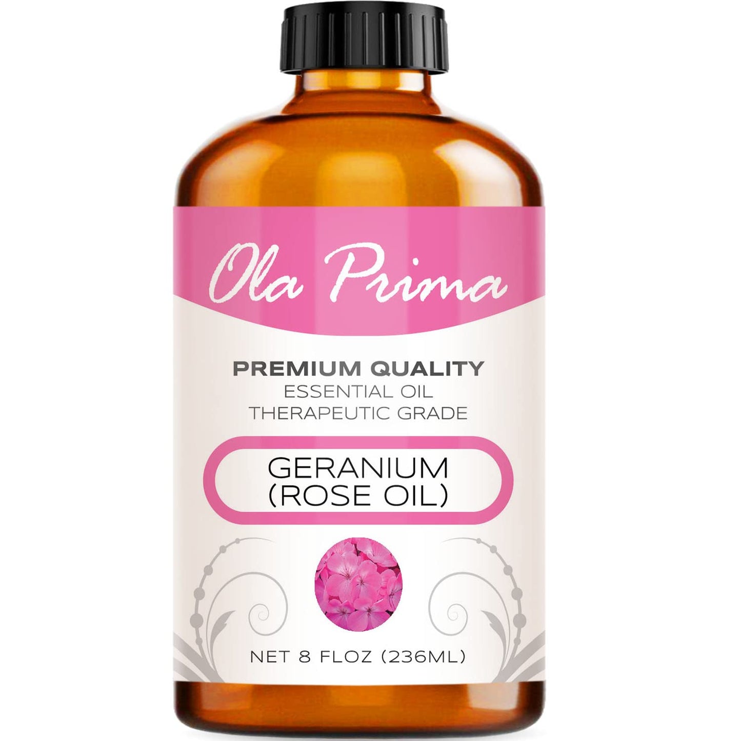 Ola Prima Oils 8oz Rose Geranium Essential Oil - Therapeutic Grade