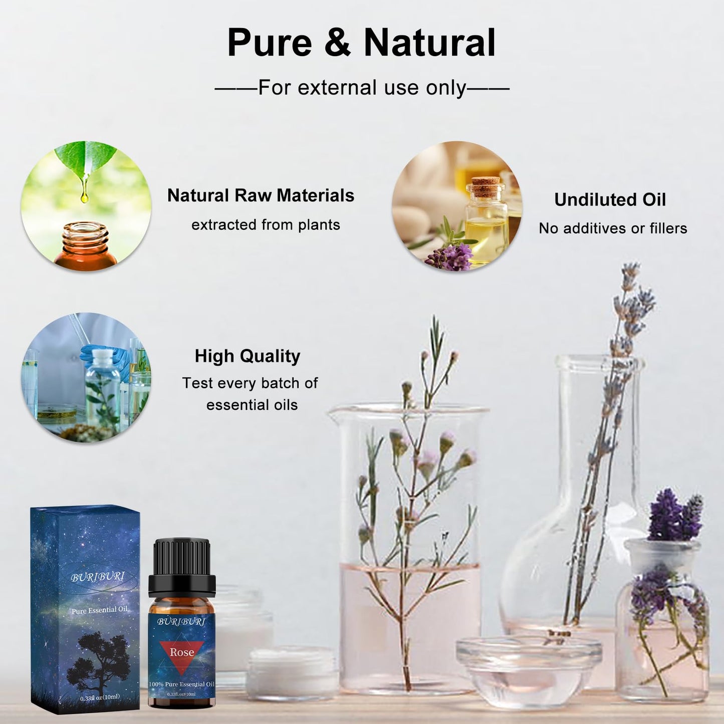 BURIBURI Rose Essential Oil 10ml – 100% Pure, Undiluted & Natural Aromatherapy