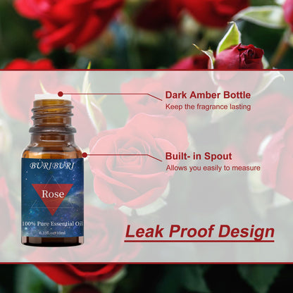 BURIBURI Rose Essential Oil 10ml – 100% Pure, Undiluted & Natural Aromatherapy