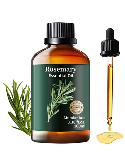 Rosemary Essential Oil Pure Mumianhua – Natural Rosemary Oil for Diffuser, Aromatherapy, Skincare, Hair & Soap Making | 3.38 Fl Oz