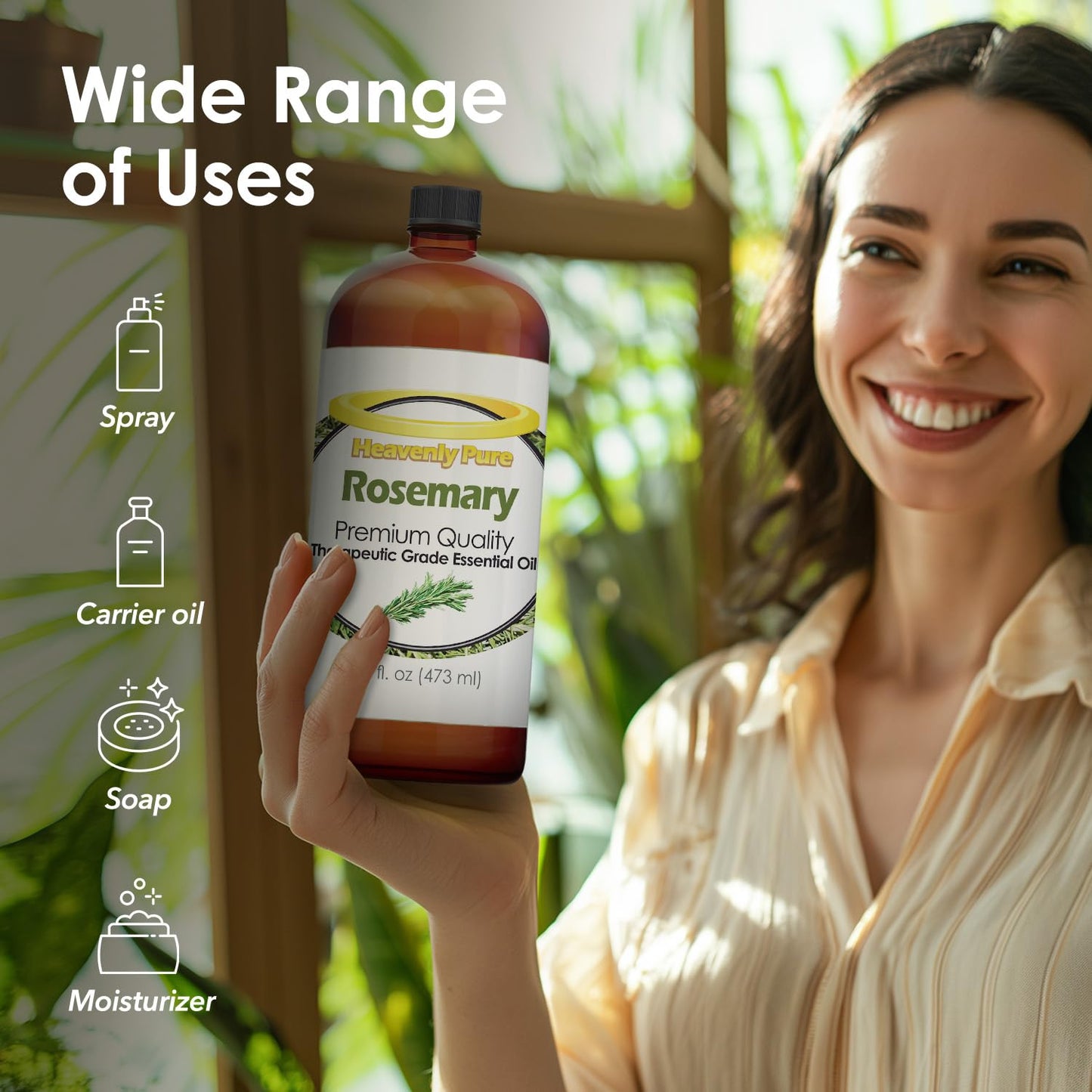 Heavenly Pure Rosemary Essential Oil 16 oz – Diffuser, Hair & Body Care