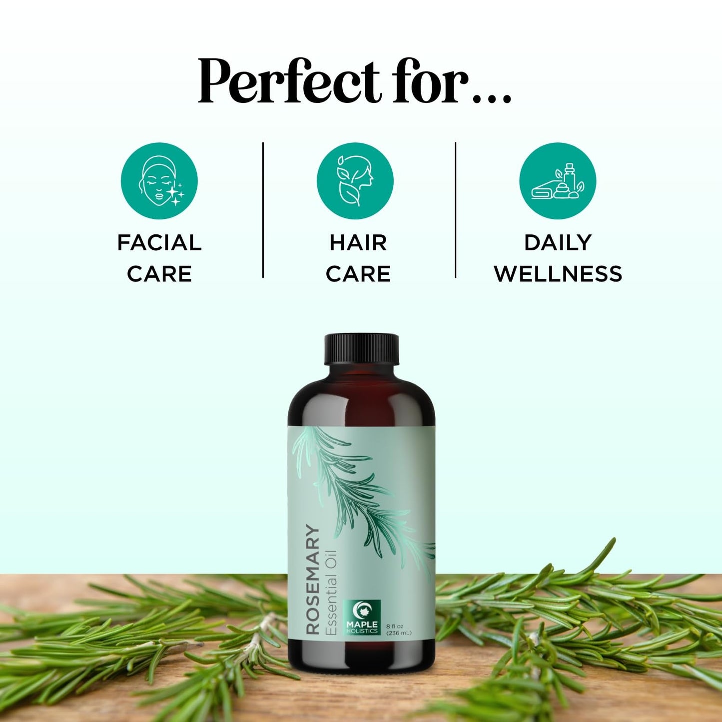 Pure Rosemary Essential Oil 8oz Bulk - Undiluted Rosemary Oil for Hair, Skin, Nails & Aromatherapy