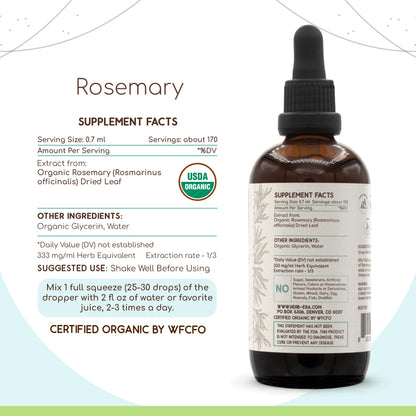 HerbEra Rosemary B120 USDA Organic Tincture | Alcohol-Free Extract, High-Potency Herbal Drops | Certified Organic Rosemary (Rosmarinus Officinalis) Dried Leaf (4 oz)