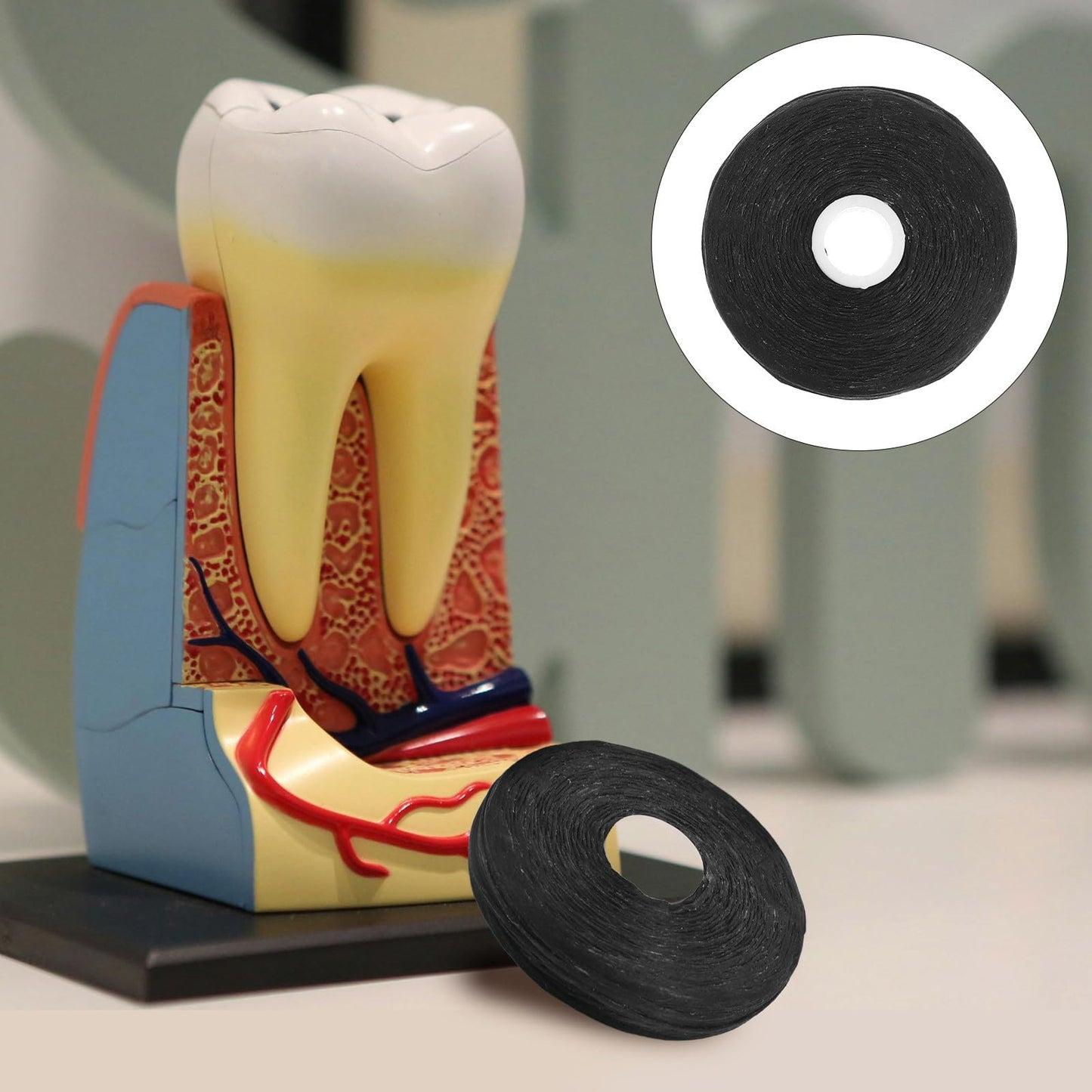 ROSENICE Bamboo Charcoal Dental Floss 50m – Mint Flavor, 8-Pack (Black)