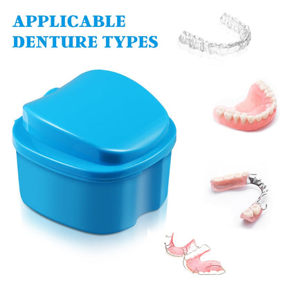 Rosenice Denture Storage Box Set 2 Pack with Strainer Basket | Portable ABS Case