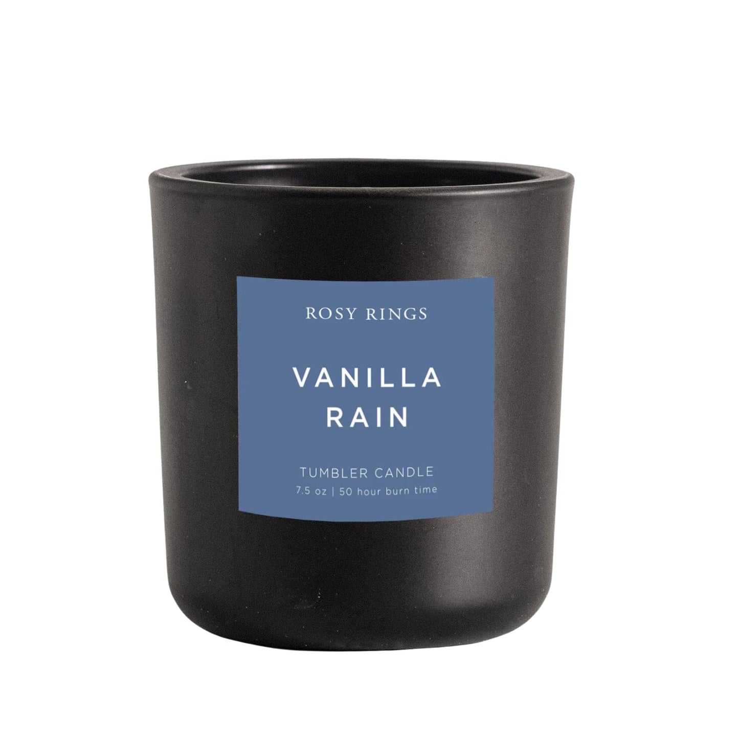 Rosy Rings Vanilla Rain Matte Black Glass Tumbler Candle | 50 Hr Burn Time, Luxury Home Fragrance Gift