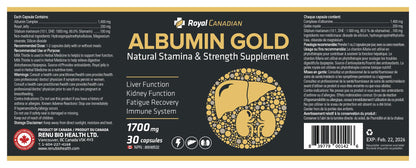 Royal Canadian Albumin Gold 1700mg – Liver & Kidney Support (30 x 1700mg Capsules)