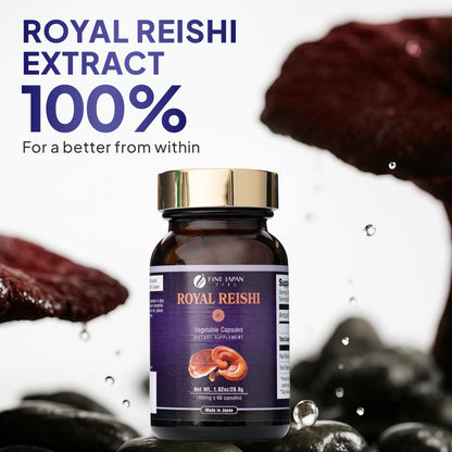 FINE JAPAN Organic Reishi Mushroom Capsules-Organic Mushroom Extract Supplement to Boost Your Immune System Health Dynamic Mushroom - 60 Capsules