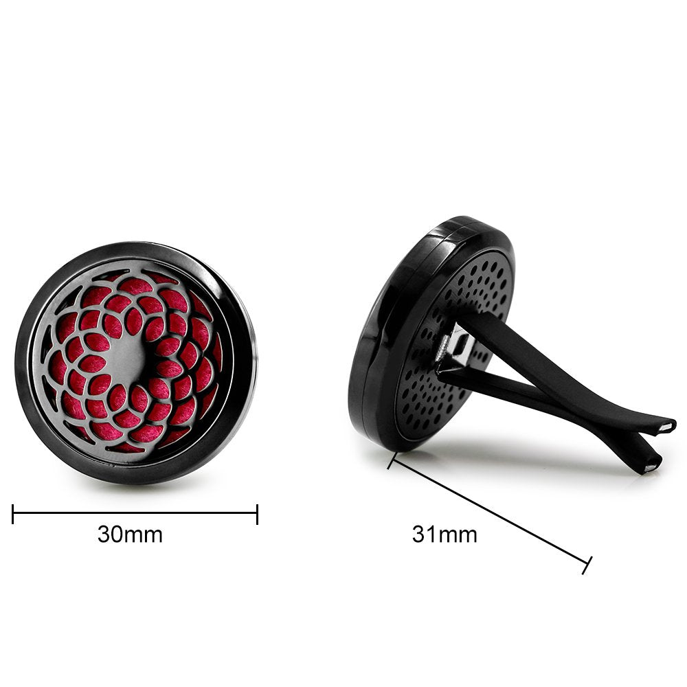 RoyAroma Car Vent Clip Diffusers – 2x30mm Black, 12 Felt Pads