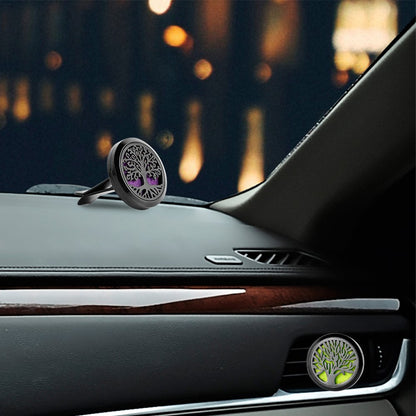RoyAroma 2PCS Tree of Life Car Diffuser Lockets with Vent Clip | Black Stainless Steel