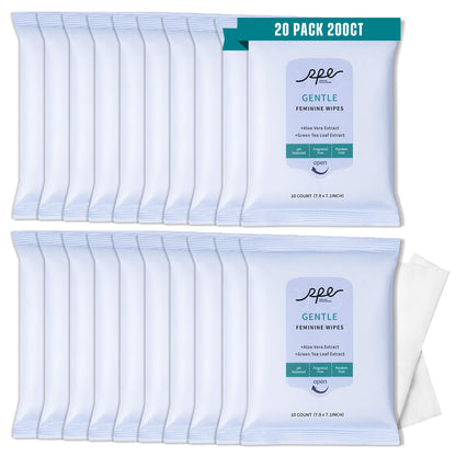 RPE Life Large Feminine Wipes – pH-Balanced, Fragrance-Free, Flushable (10ct x 20 Pack)