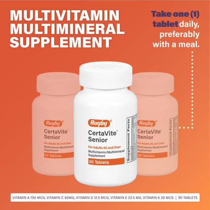 Rugby CertaVite Senior Multivitamin/Multimineral for Adults 50+ – 90 Tablets (1 Pack)
