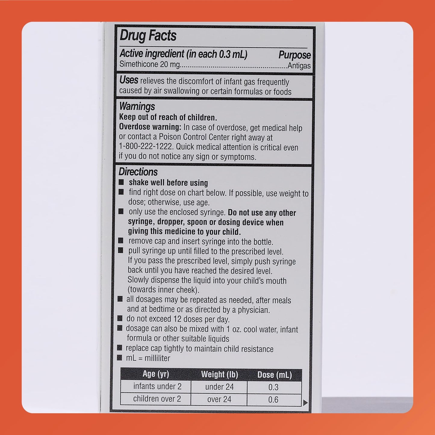 Rugby Dye-Free Infants' Gas Drops - Simethicone 20 mg | Safe Gas Relief for Babies & Kids - 1 oz