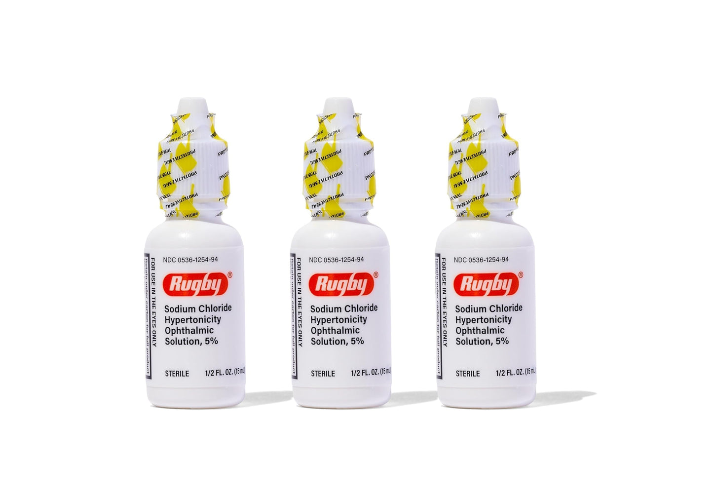 Rugby Laboratories Sodium Chloride 5% Hypertonic Ophthalmic Eye Solution - Alcohol-Free 0.5 fl oz (3-Pack)
