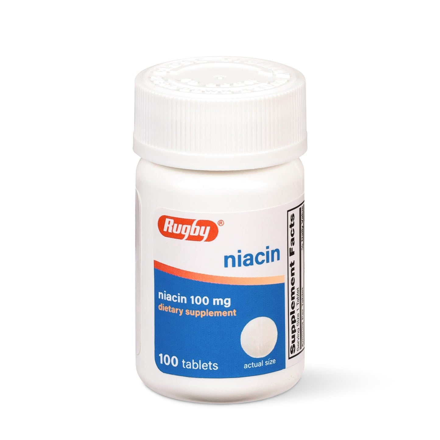 Rugby Niacin 100mg – Niacin Tablets with Calcium (Dietary Supplement, 100 Count)