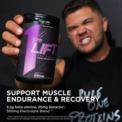 Rule 1 preLIFT Pre-Workout Snow Cone – 30 Servings, Citrulline, Beta-Alanine & Caffeine