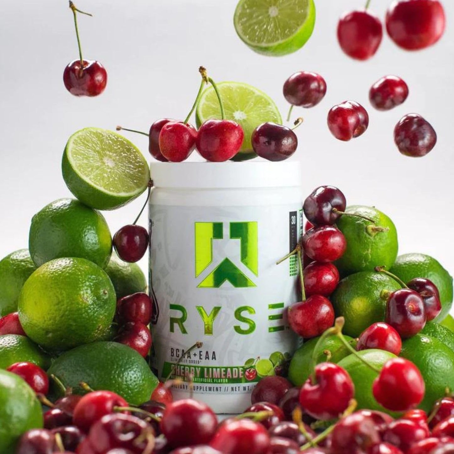 RYSE BCAA EAA Powder – Cherry Limeade | 5g BCAAs, 3g EAAs, Sugar-Free Electrolytes | 30 Servings