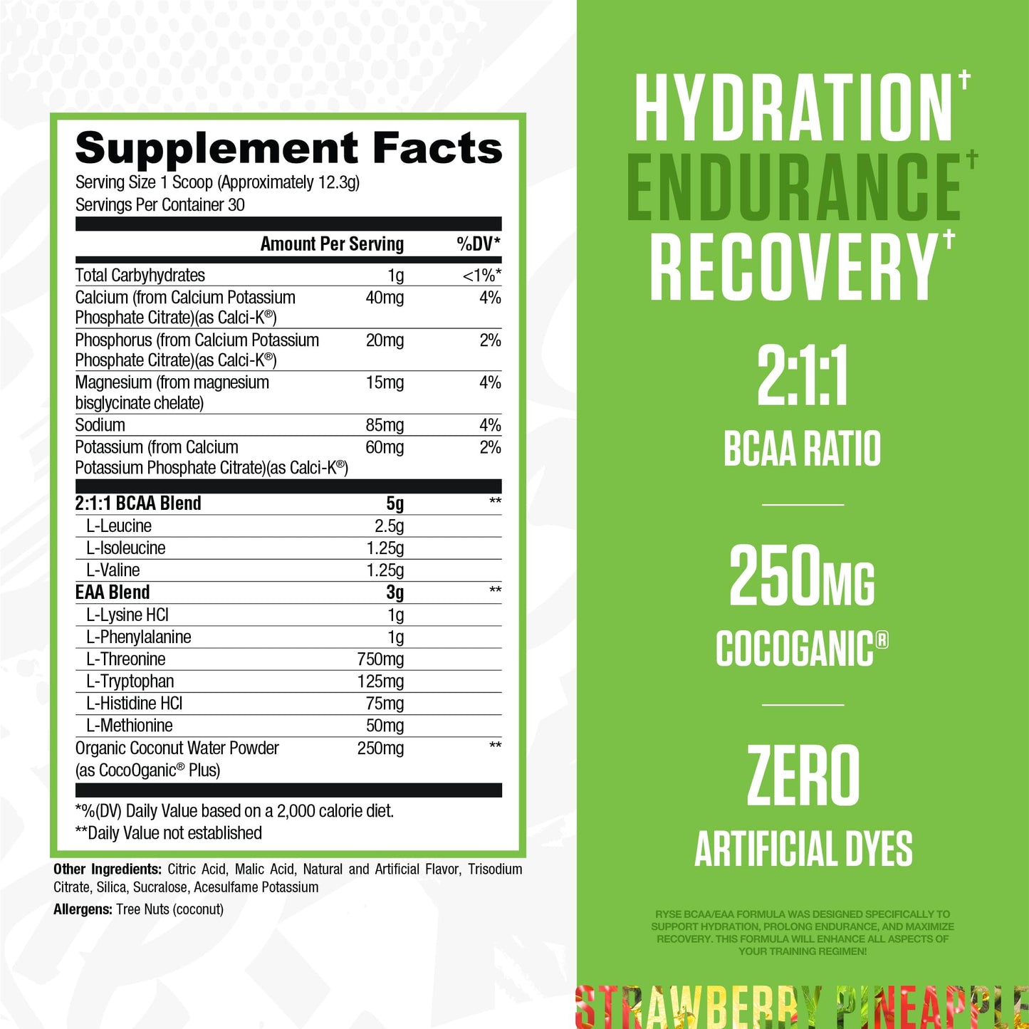 RYSE BCAA EAA Powder – Strawberry Pineapple | 30 Servings