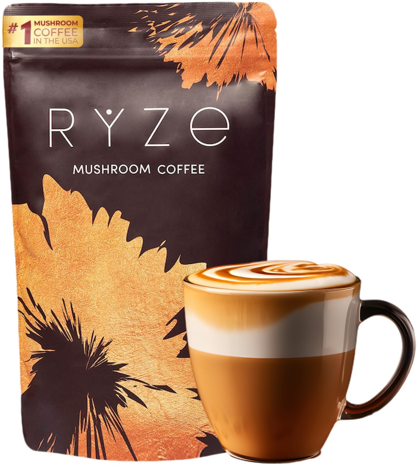 RYZE Mushroom Coffee Medium Roast – 6 Adaptogenic Mushrooms, USA-Grown Instant Coffee