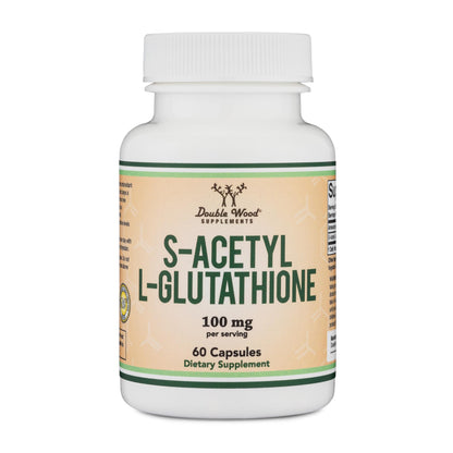 S-Acetyl L-Glutathione Capsules 100mg, 60 Count – Acetylated Glutathione by Double Wood