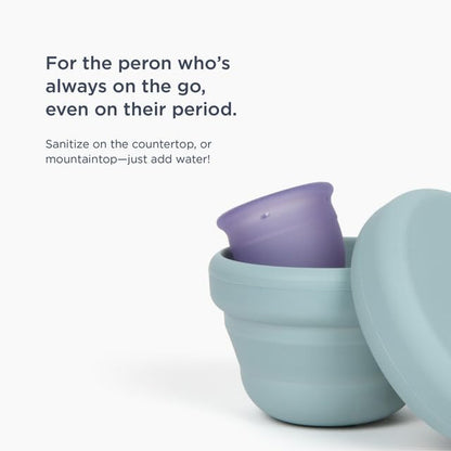 Saalt Compact Sanitizer — Microwaveable, Collapsible Cup & Disc Cleaner (Sage)