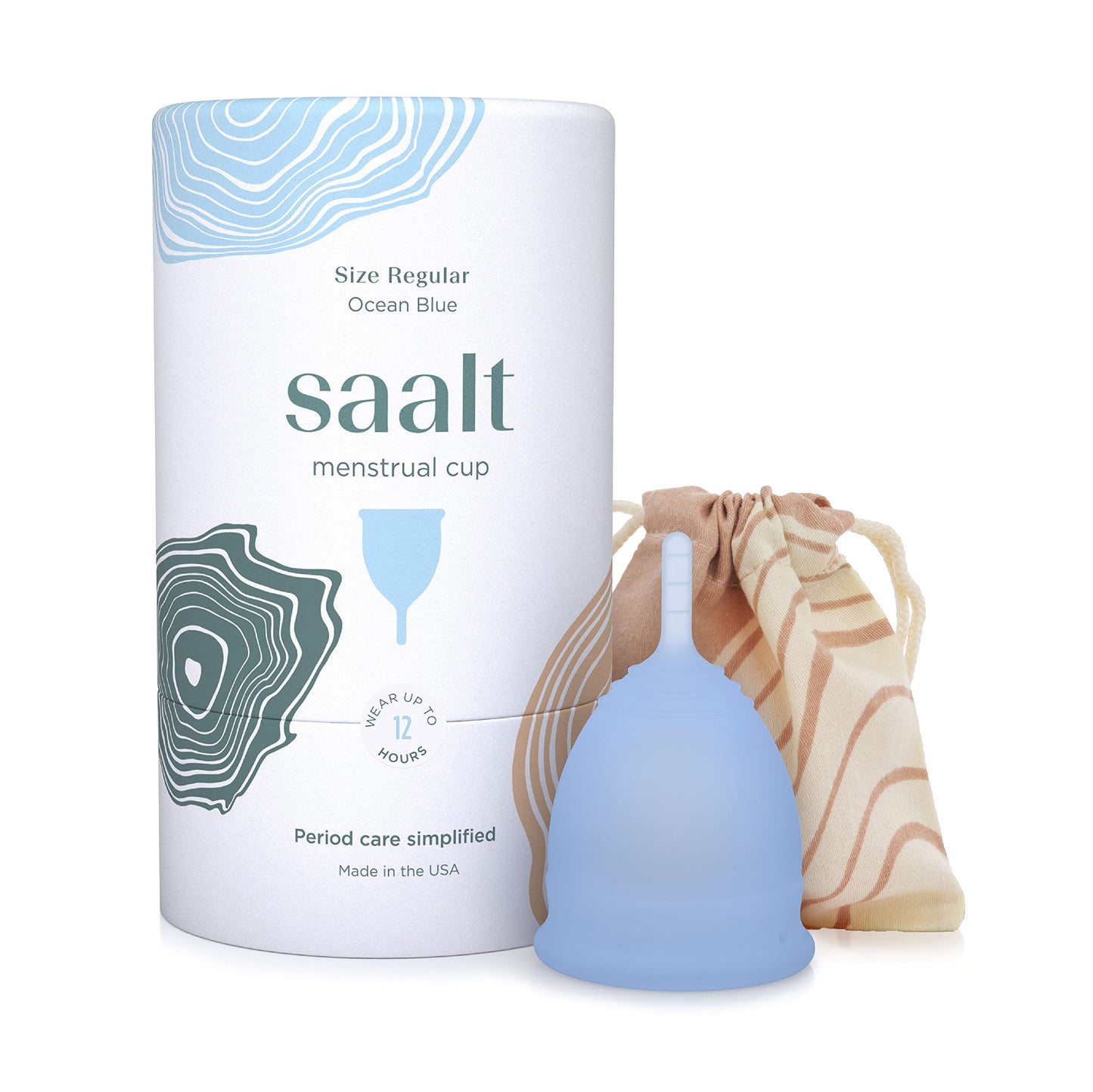 Saalt Menstrual Cup – Reusable, Leak-Free Up to 12 Hours (Regular, Ocean Blue)
