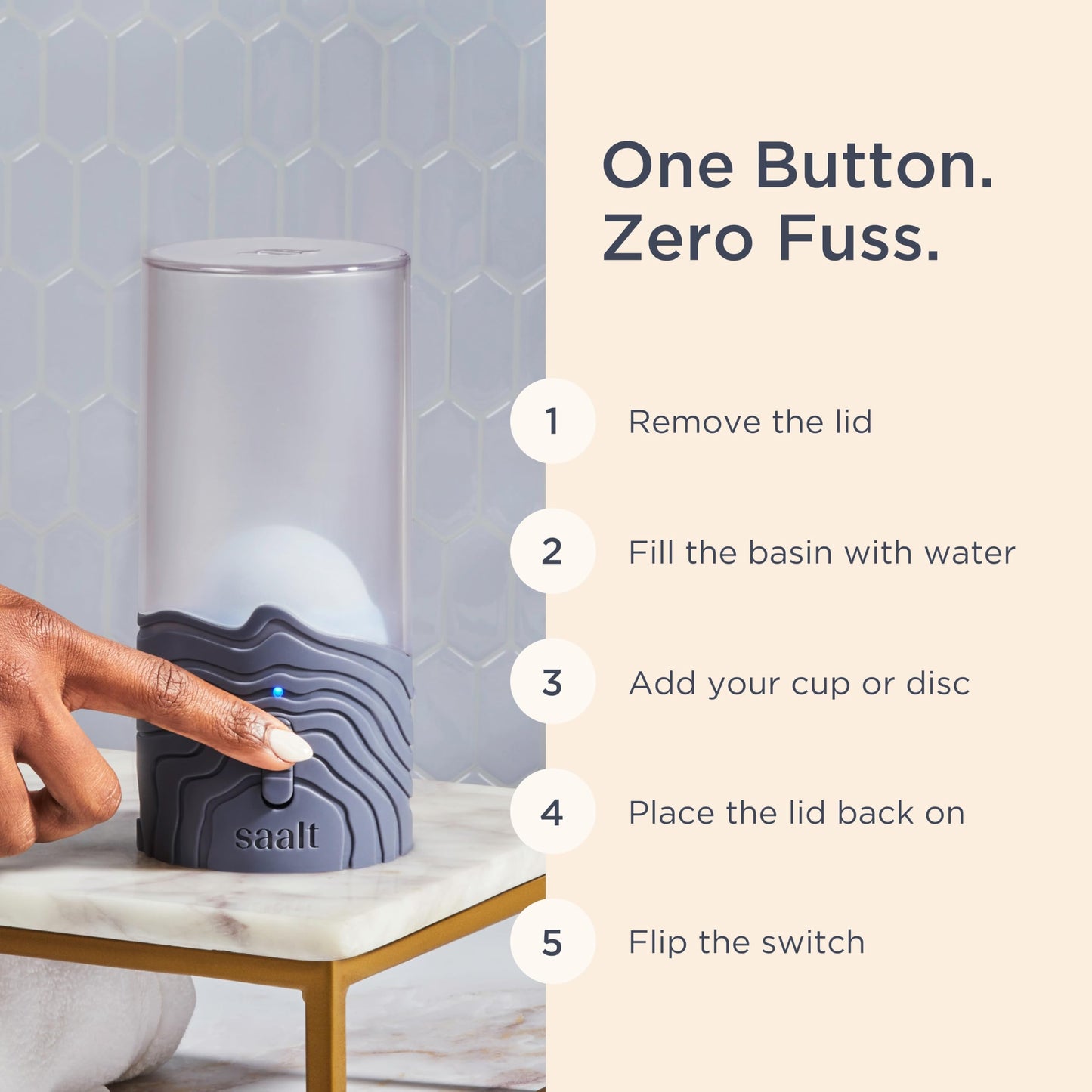 Saalt Menstrual Cup Steamer | Hands-Free No-Boil Sanitizer for Cups & Discs | Blue Dusk