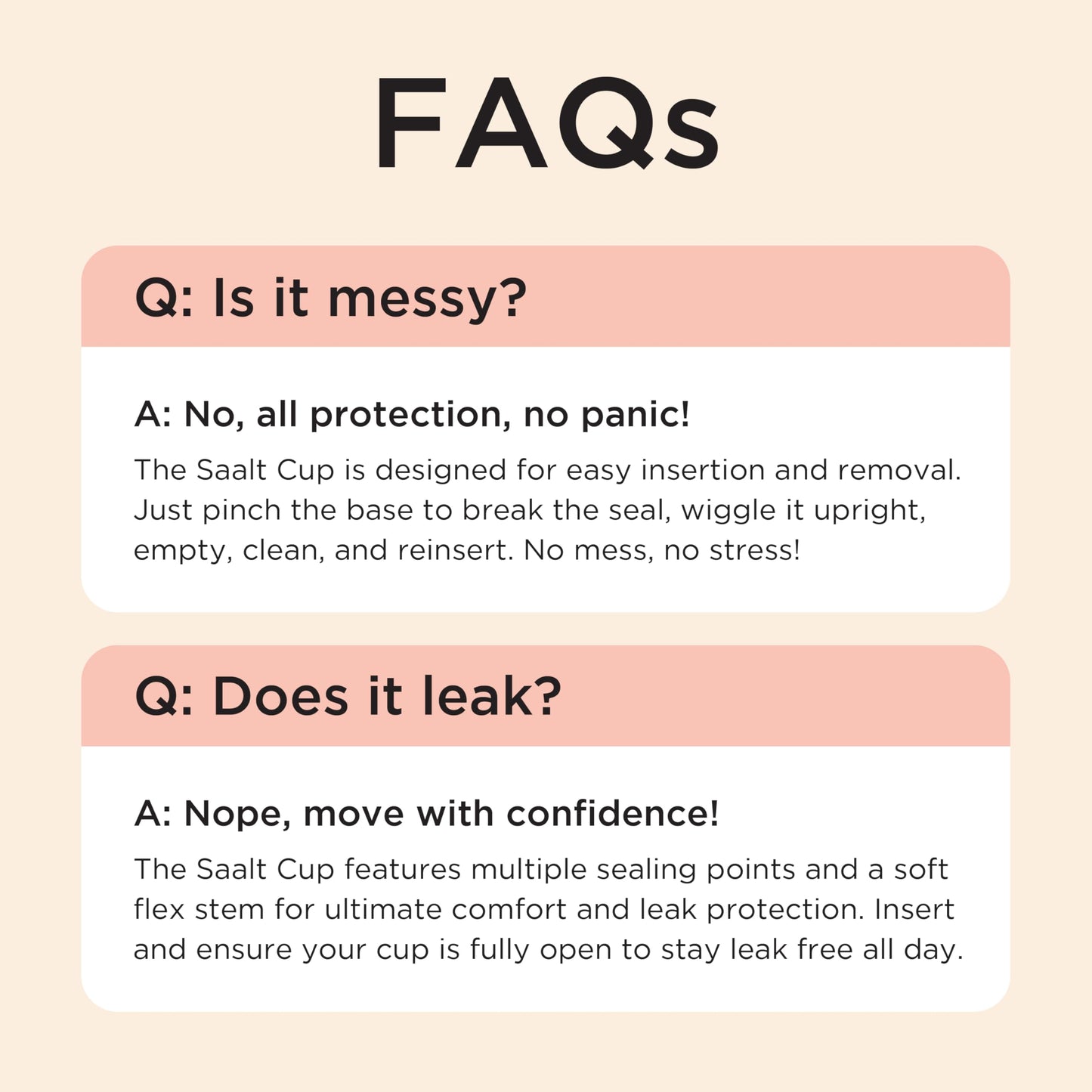 Saalt Soft Menstrual Cup – Reusable 12-Hour Leak-Free Protection | Desert Blush (Regular)