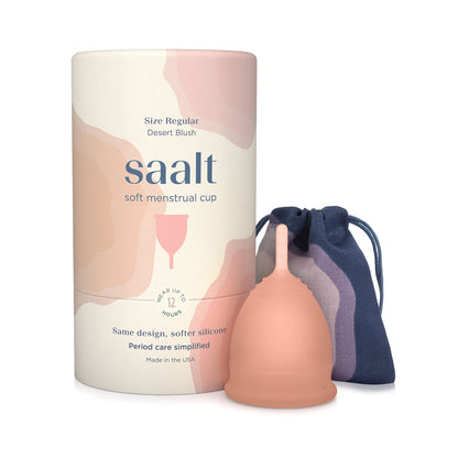 Saalt Soft Menstrual Cup – Reusable 12-Hour Leak-Free Protection | Desert Blush (Regular)