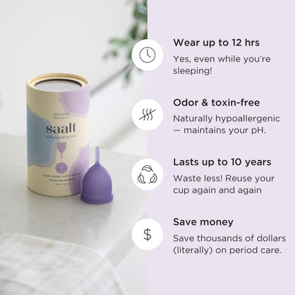 Saalt Soft Menstrual Cup – Reusable, Comfortable Leak-Free Protection (Regular, Mountain Iris)