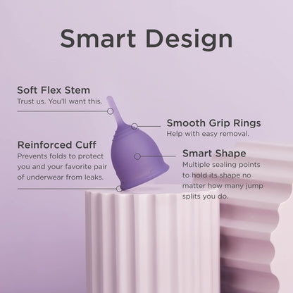 Saalt Soft Menstrual Cup – Reusable, Comfortable Leak-Free Protection (Regular, Mountain Iris)