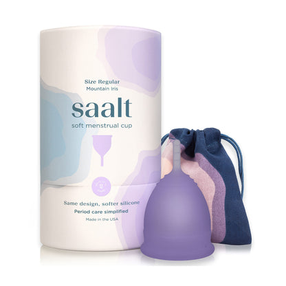 Saalt Soft Menstrual Cup – Reusable, Comfortable Leak-Free Protection (Regular, Mountain Iris)