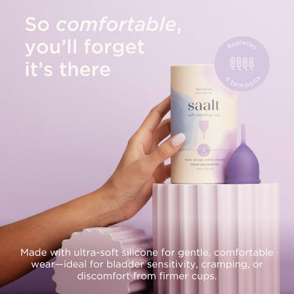 Saalt Soft Menstrual Cup – Reusable, Comfortable Leak-Free Protection (Regular, Mountain Iris)