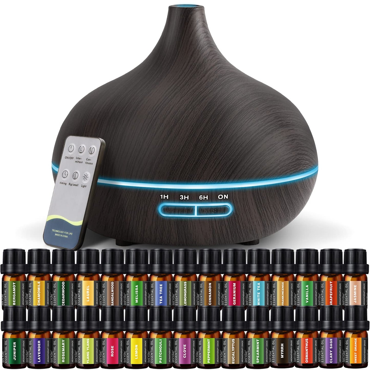 SACATR 550ml Aroma Diffuser with Essential Oils Set – Ultrasonic and Remote