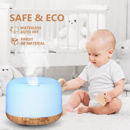 SACATR 500ml Ultrasonic Essential Oil Diffuser with 36x5mL Oils – Large Room, Auto Shut-Off, 15 Colors