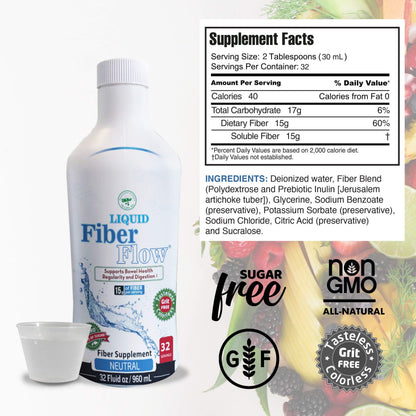 Liquid Fiber for Kids – Sugar-Free Prebiotic Inulin Fiber Drink Mix, 15g Per Serving, 100 Packets | Nutritional Designs