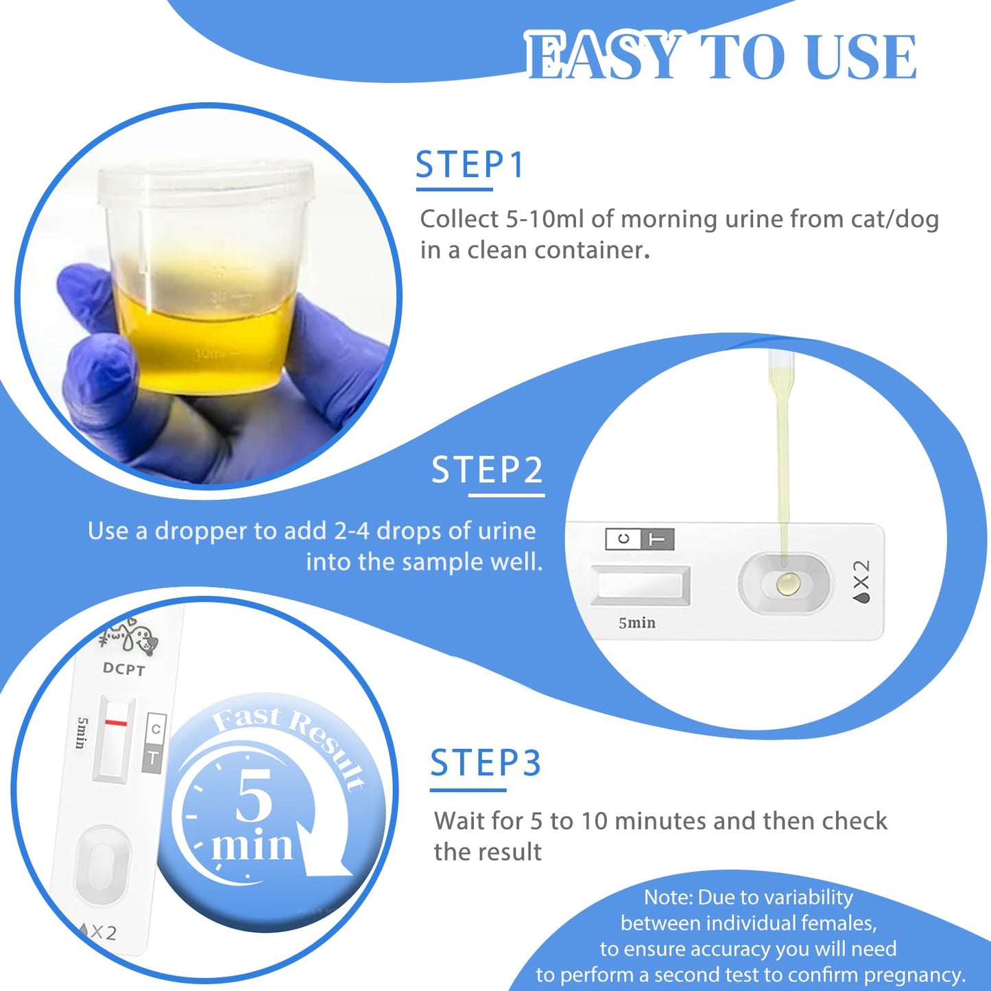 Dog & Cat Pregnancy Test Kit – At-Home Urine Test, 98.9% Accuracy, 5-Minute Results