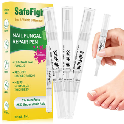 SafeFight Toenail Fungi Treatment Extra Strength Pen – 3-Pack with 25% Undecylenic Acid