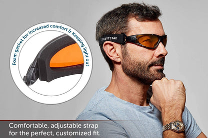 SafetyBlue Sleep Savior Deluxe Amber Lens Glasses – Blue & Green Light Blocking