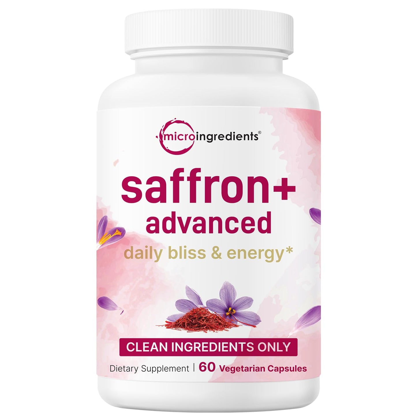 Saffron+ Advanced Supplements, 60 Veggie Capsules | 10-in-1 with Saffron Extract, High Absorption Fat-Soluble Vitamin C, Magnesium, Turmeric & KSM-66 Ashwagandha| Mood & Energy Support* | Filler Free