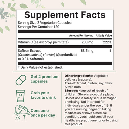 Micro Ingredients Saffron Extract | 240 Veggie Capsules | Mood & Vision