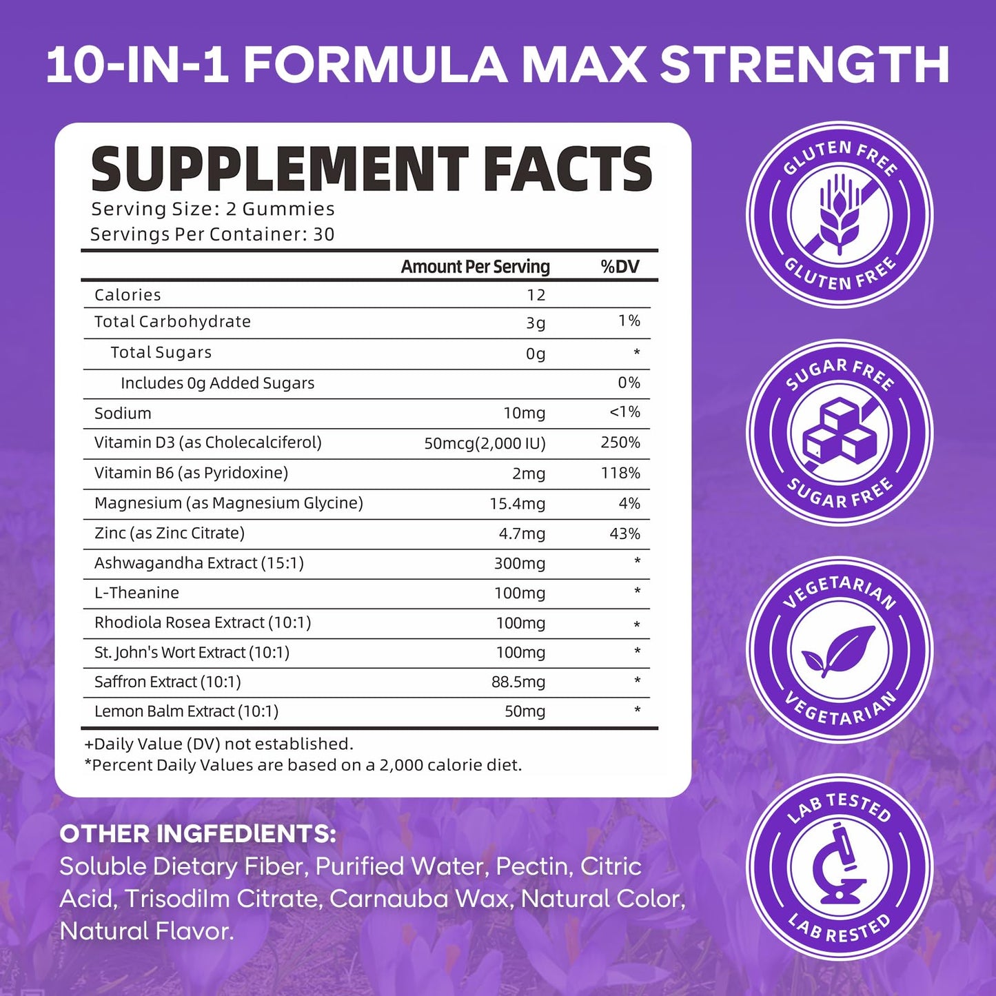 2 Pack Saffron Gummies for Kids & Adults – 10-in-1 Cortisol Support with 88.5mg Saffron, Vitamin D3, B6, Magnesium, Zinc, Ashwagandha, L-Theanine, St. John's Wort – 120 Count