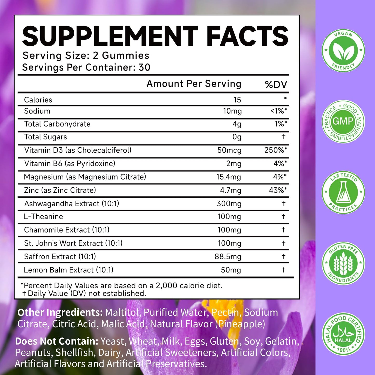 Saffron Gummies for Adults – 60 Count, 10-in-1 Cortisol Support