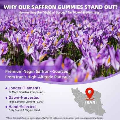 Saffron Gummies for Kids & Adults – Vision, Focus & Stress Support
